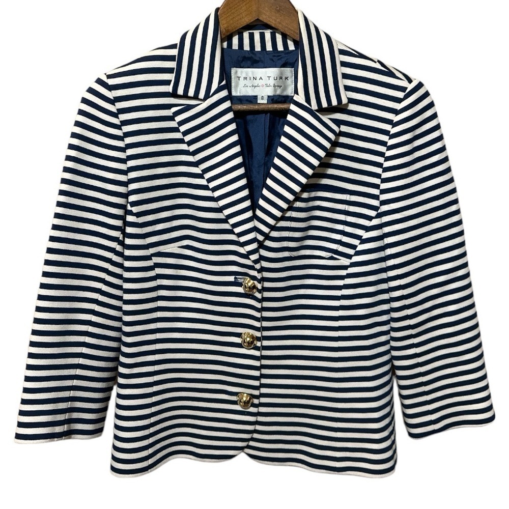 EUC - Trina Turk - Breton Striped Blazer - size 8